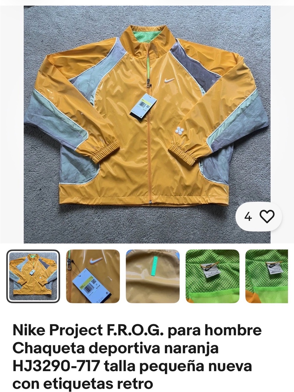 Nike Yellow and Gray Retro Windbreaker Jacket